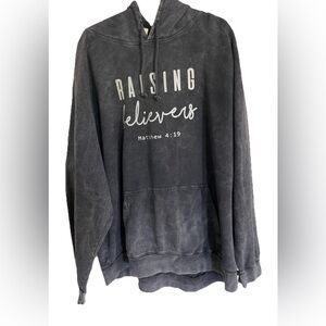 3XL Raising Believers Matthew 4:19 scripture hood.  Vintage wash. Vintage black